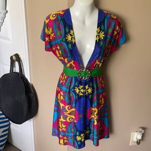 Colorful silk dress / beach coverup